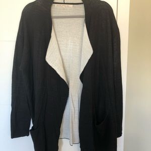 Raw edge drape front cardigan